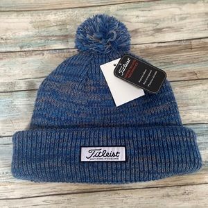 TITLEIST PATCH POMPOM WINTER HAT - HEATHERED BLUE